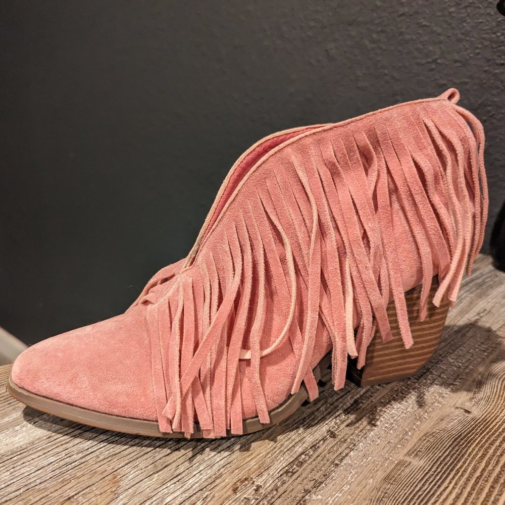 Pink Western Fringe Booties